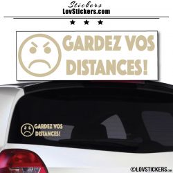 Sticker Gardez vos Distances - Emoticone pas content