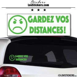 Sticker Gardez vos Distances - Emoticone pas content