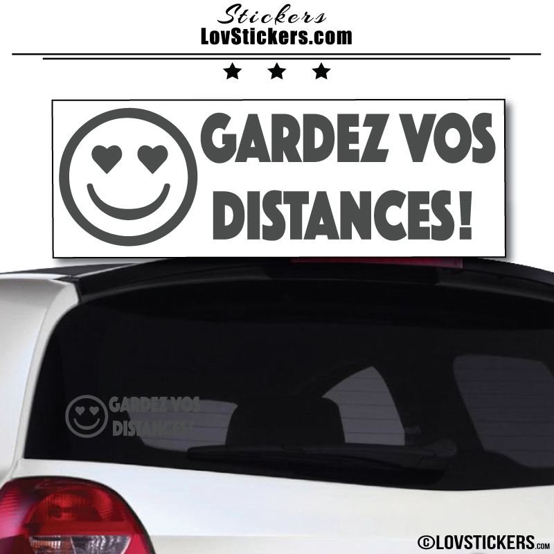 Sticker Gardez vos Distances - Emoticone yeux en forme de coeur