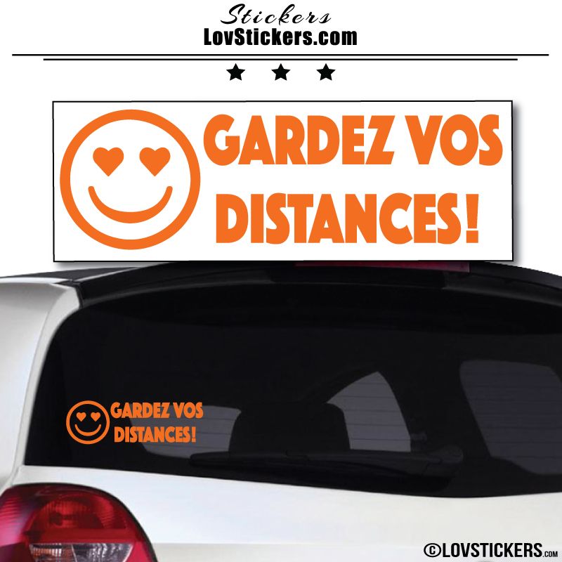 Sticker Gardez vos Distances - Emoticone yeux en forme de coeur