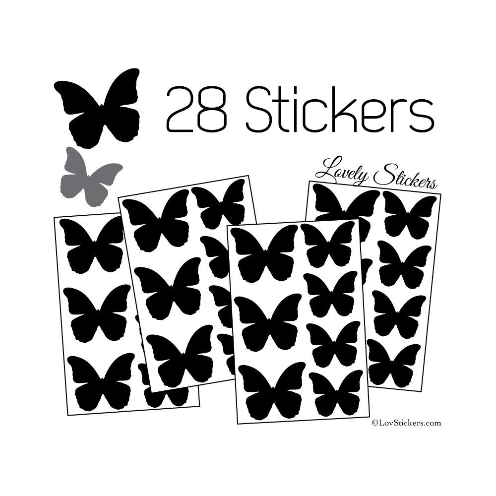 28 Stickers Papillons Mixte - Décoration modèle 1