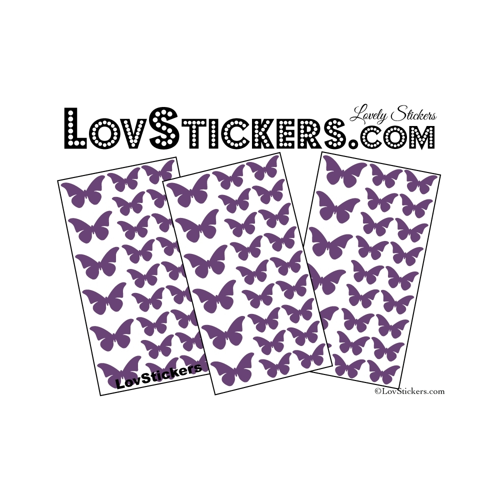 72 Stickers Papillons - Autocollant decoration Papillon Modèle No2