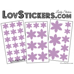 47 Stickers Fleurs 6CM à 3CM - 6 Petales - Autocollant décoration