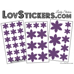 47 Stickers Fleurs 6CM à 3CM - 6 Petales - Autocollant décoration