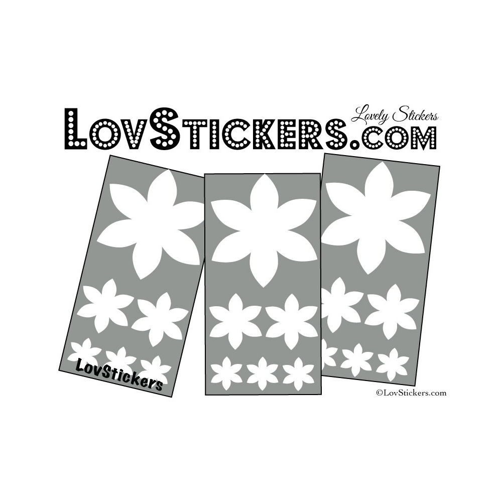 18 Stickers Fleurs 10CM à 3CM - Autocollant décoration Fleur