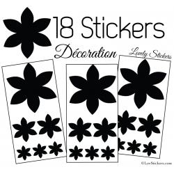 18 Stickers Fleurs 10CM à 3CM - Autocollant décoration Fleur