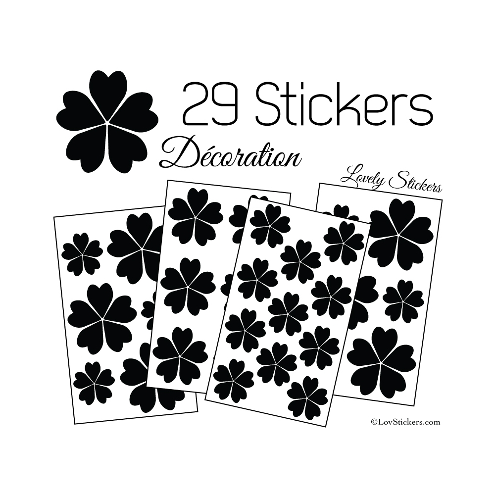 29 Stickers Fleurs 5CM 4CM 3CM - Autocollant Fleur pétale coeur