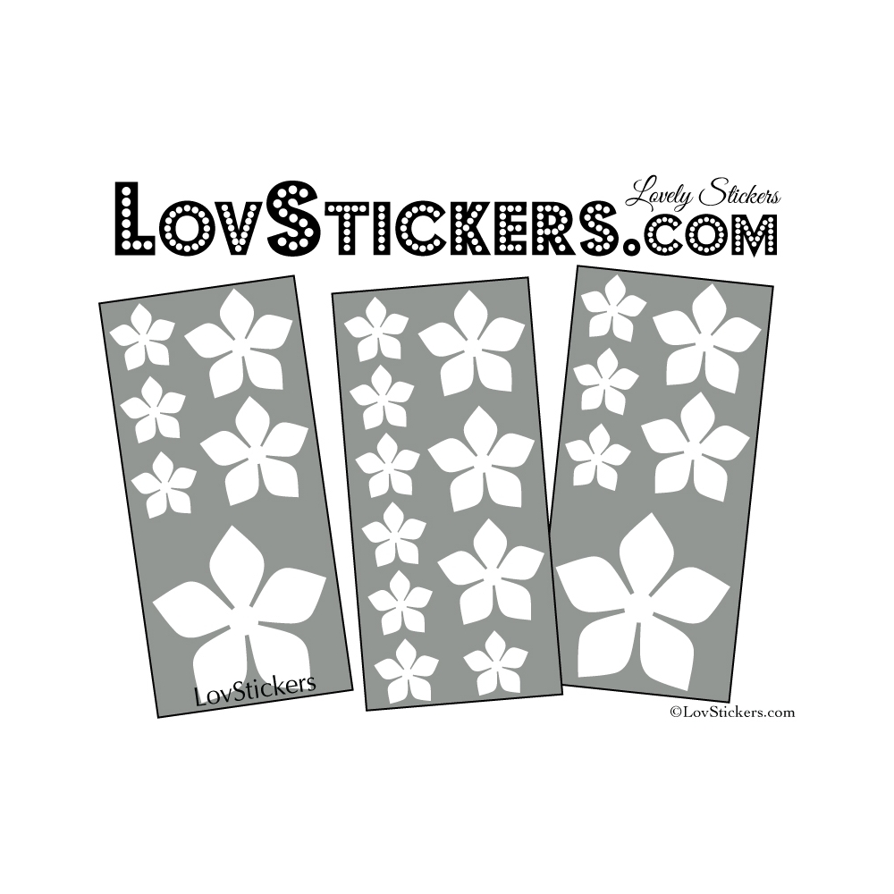 22 Stickers Fleurs 8CM 5CM 3CM  - Vinyle Autocollant decoration