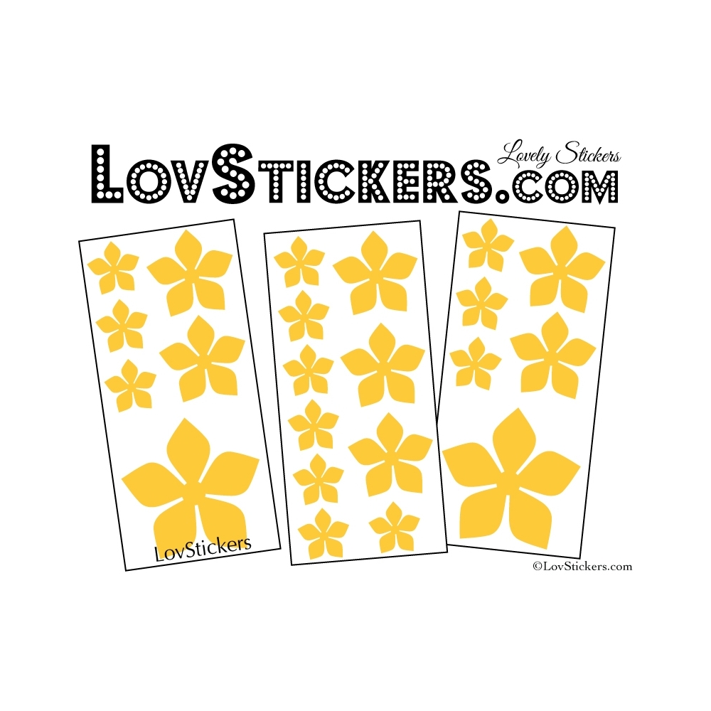 22 Stickers Fleurs 8CM 5CM 3CM  - Vinyle Autocollant decoration