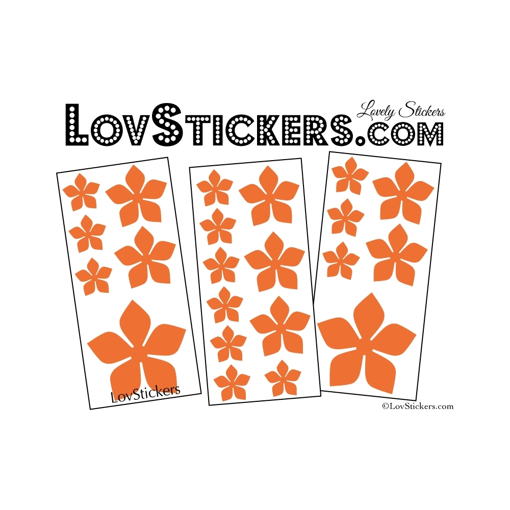 22 Stickers Fleurs 8CM 5CM 3CM  - Vinyle Autocollant decoration