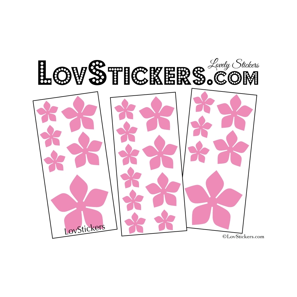 22 Stickers Fleurs 8CM 5CM 3CM  - Vinyle Autocollant decoration