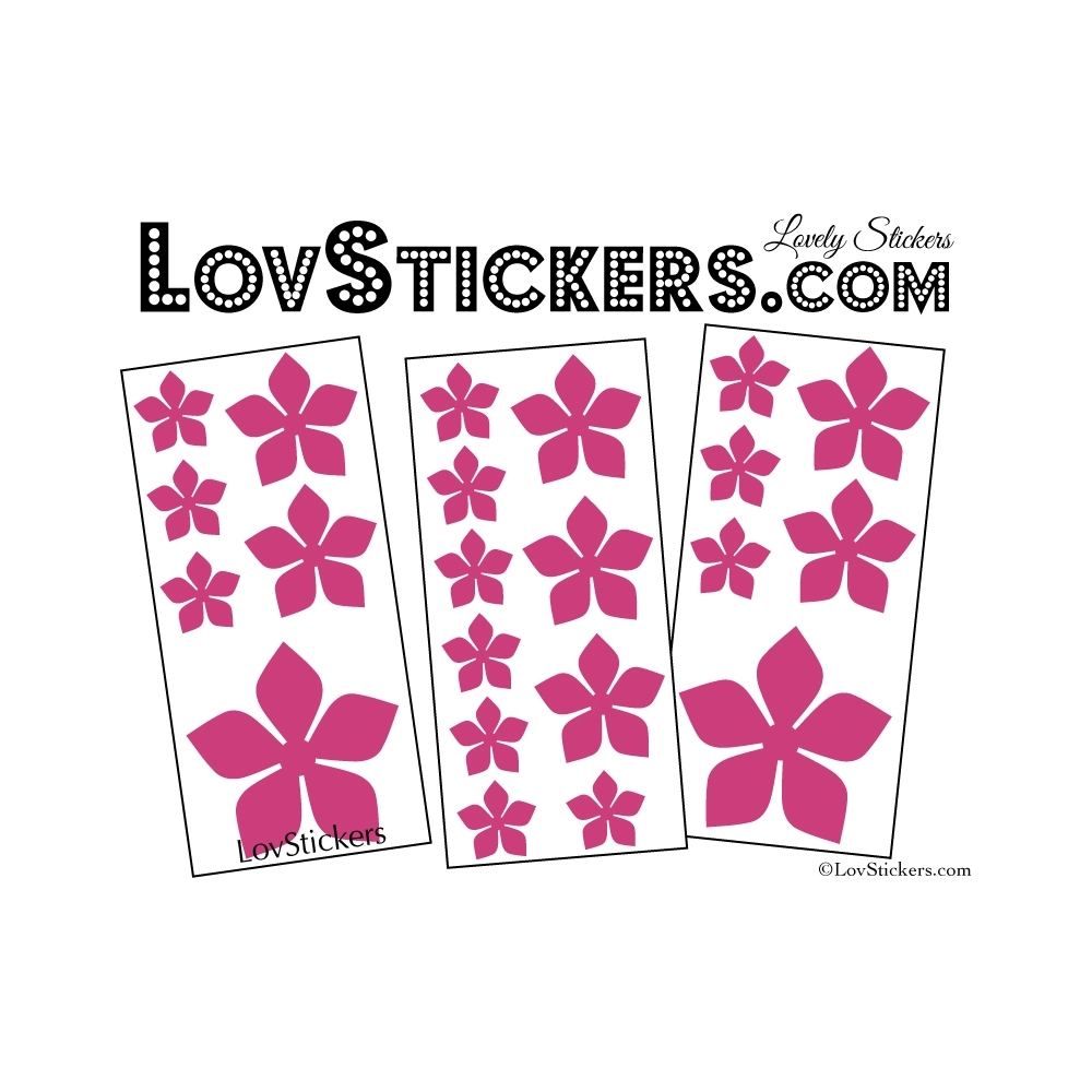 22 Stickers Fleurs 8CM 5CM 3CM  - Vinyle Autocollant decoration