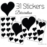 31 Stickers Coeurs  10CM 5CM 3CM - Autocollant décoration