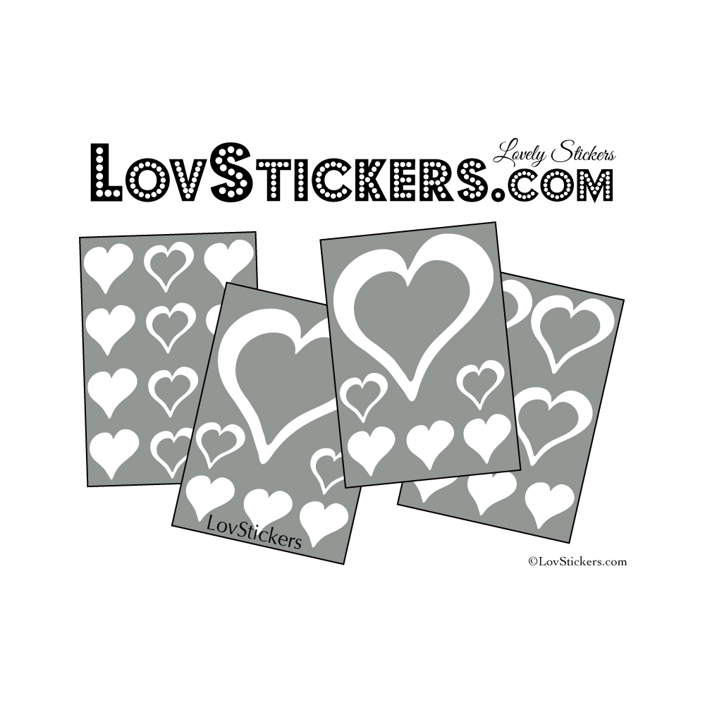 31 Stickers Coeurs 10CM 5CM 3CM - Autocollant décoration Coeurs Creux