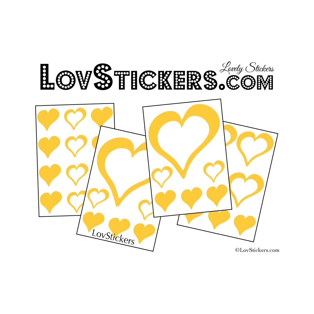 31 Stickers Coeurs 10CM 5CM 3CM - Autocollant décoration Coeurs Creux