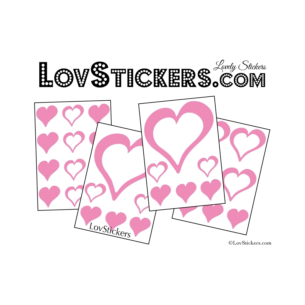 31 Stickers Coeurs 10CM 5CM 3CM - Autocollant décoration Coeurs Creux