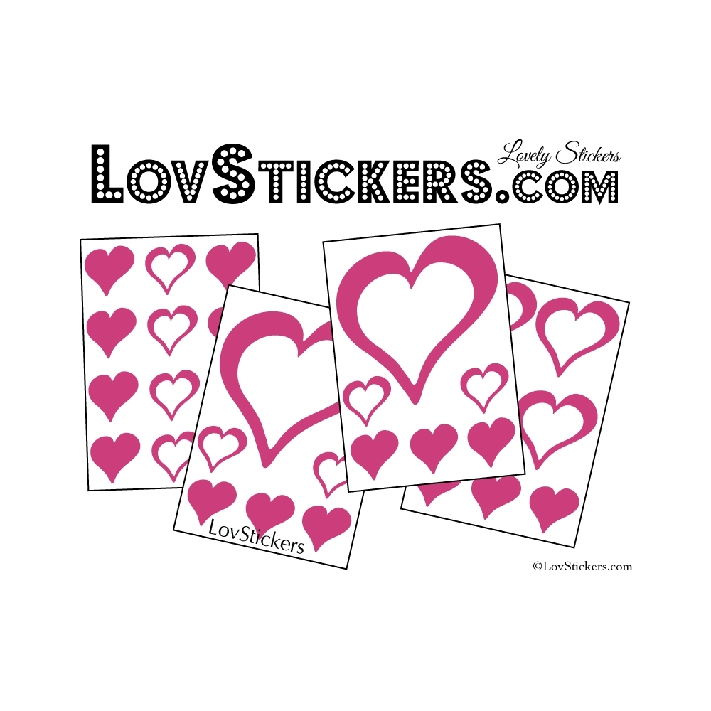 31 Stickers Coeurs 10CM 5CM 3CM - Autocollant décoration Coeurs Creux