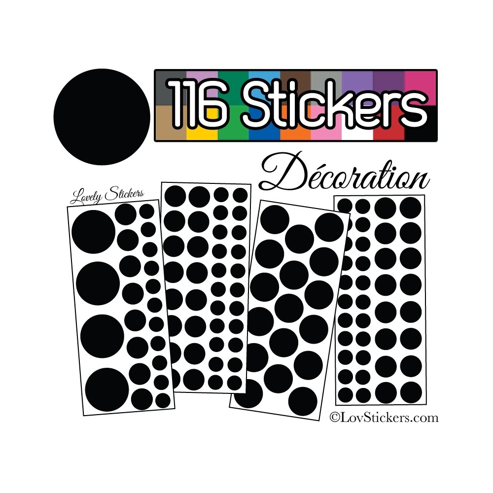 116 Stickers Ronds Mixte - Autocollant Décoration Intérieur