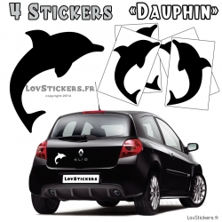 4 Stickers Dauphin 14cm - Deco auto voiture