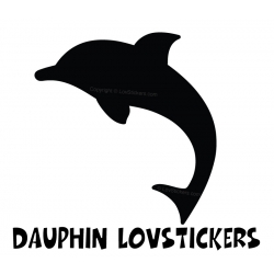 4 Stickers Dauphin 14cm noir - Deco auto voiture