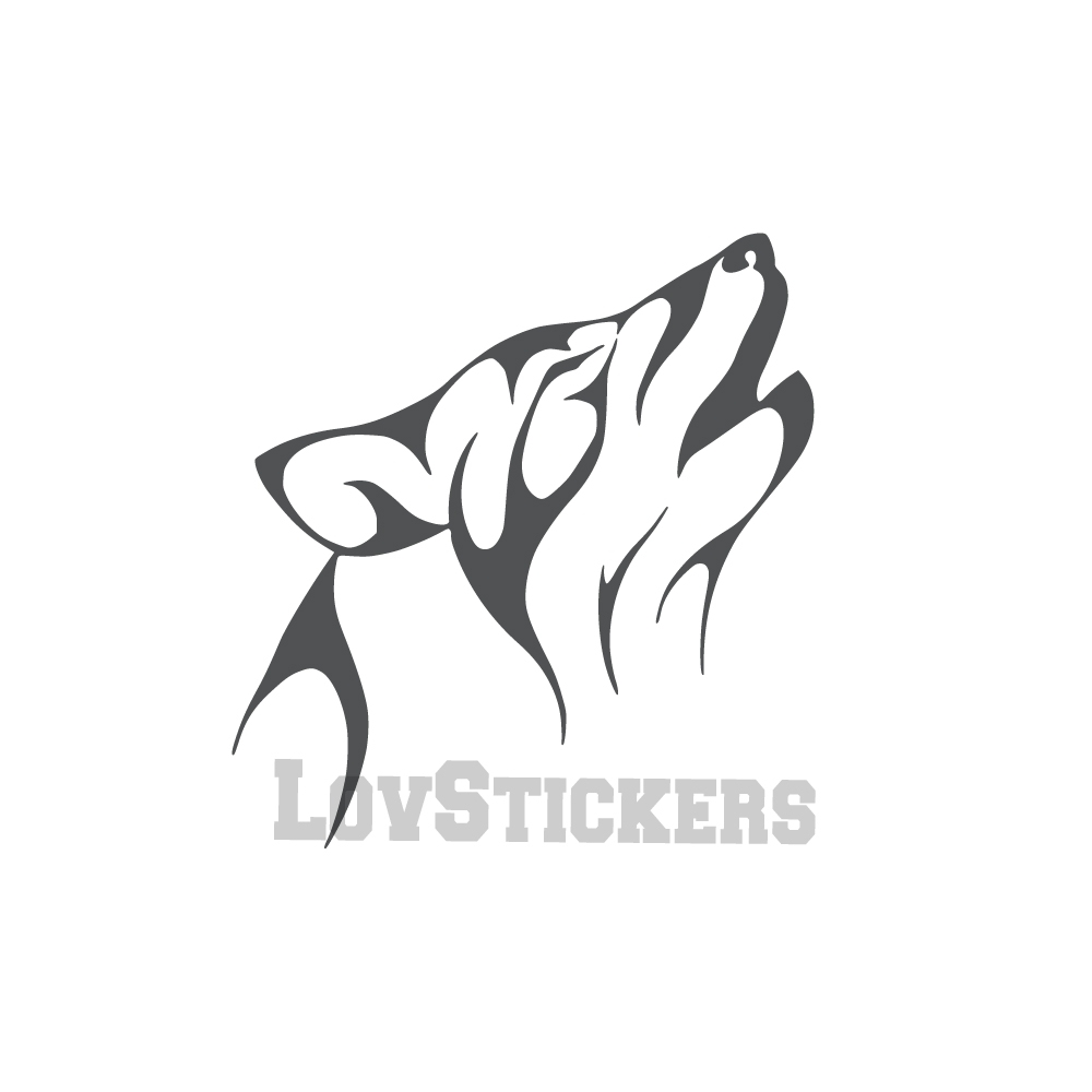 Stickers d'un Loup Hurlant - Tatouage Loup TribalDécoration intérieur en Vinyle - Nombreux coloris