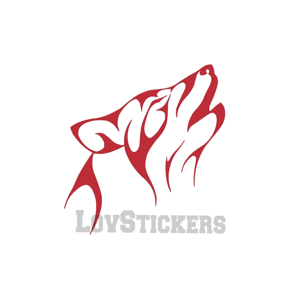 Stickers d'un Loup Hurlant - Tatouage Loup TribalDécoration intérieur en Vinyle - Nombreux coloris