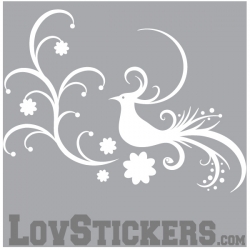 Stickers Oiseau - Composition Floral Tribal - Décoration intérieur en Vinyle - Nombreux coloris