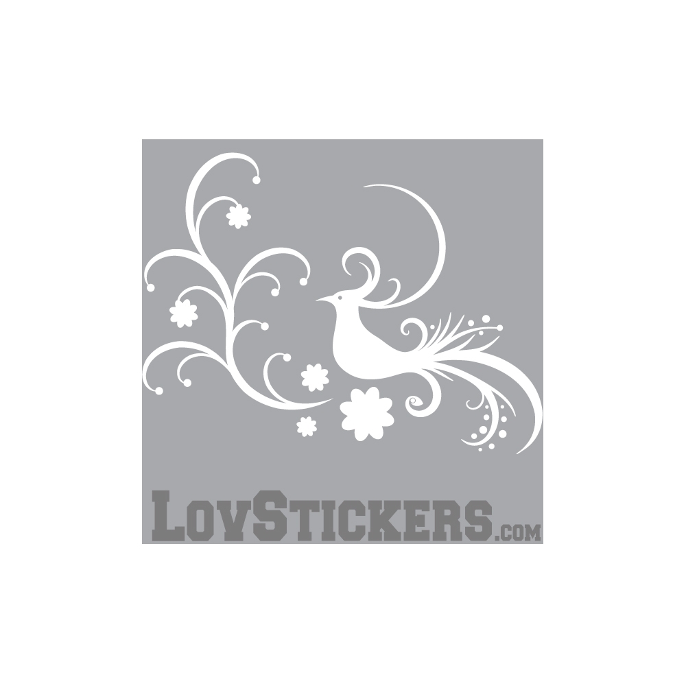 Stickers Oiseau - Composition Floral Tribal - Décoration intérieur en Vinyle - Nombreux coloris