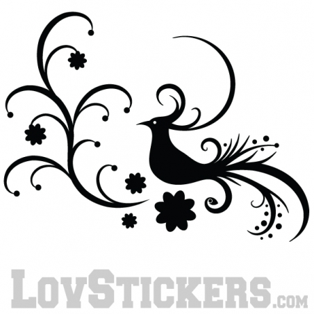 Stickers Oiseau - Composition Floral Tribal - Décoration intérieur en Vinyle - Nombreux coloris Stickers Oiseau - Composition Floral Tribal - Décoration intérieur en Vinyle - Nombreux coloris