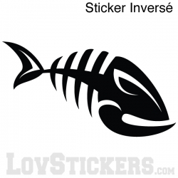 Sticker Poisson Squelette - Décoration intérieur en Vinyle - Nombreux coloris