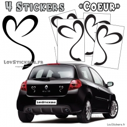 4 Stickers Coeur  - Autocollant de Decoration pour auto voiture