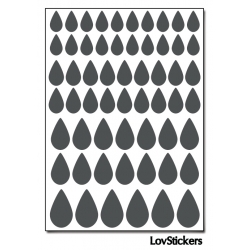 464 Stickers Goutte d'eau mixte - Décoration Gommette Loisirs - Vinyle Repositionnable