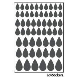 464 Stickers Goutte d'eau mixte - Décoration Gommette Loisirs - Vinyle Repositionnable