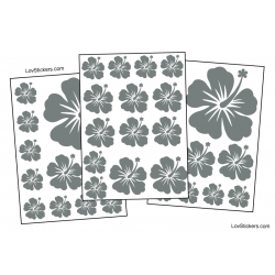 Stickers d'Hibiscus lot de 32 - Taille de 3 à 10 cm