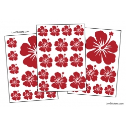 Stickers d'Hibiscus lot de 32 - Taille de 3 à 10 cm