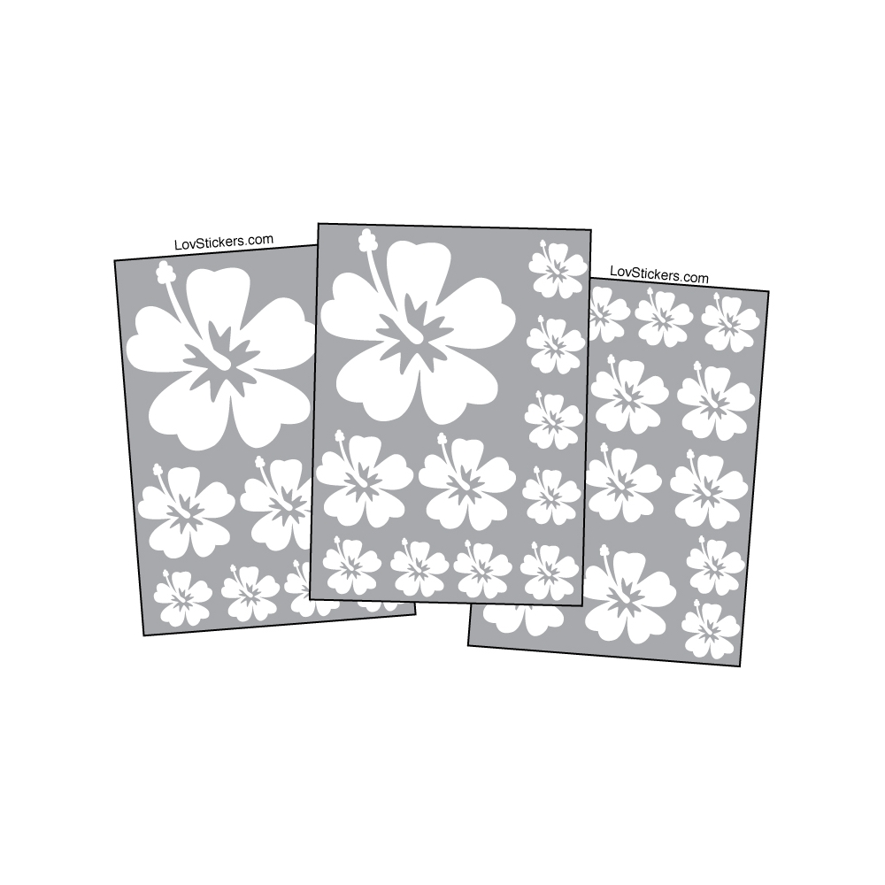 36 Stickers Hibiscus No2 - Deco auto voiture 36 Stickers Hibiscus No2 - Deco auto voiture