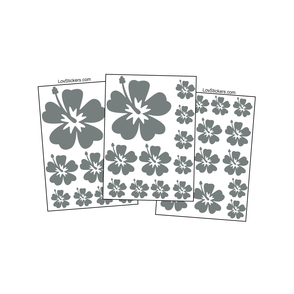 36 Stickers Hibiscus No2 - Deco auto voiture 36 Stickers Hibiscus No2 - Deco auto voiture