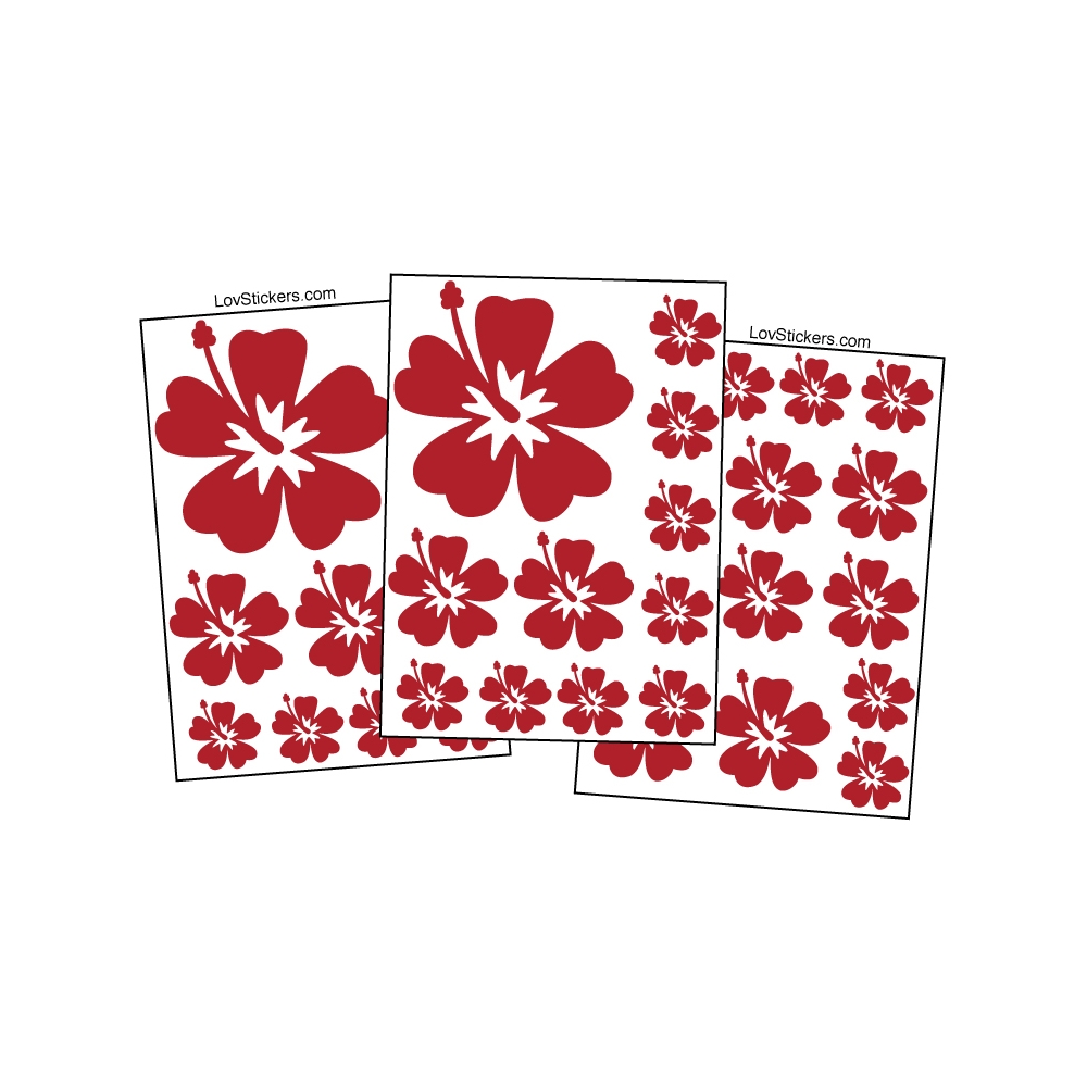 36 Stickers Hibiscus No2 - Deco auto voiture 36 Stickers Hibiscus No2 - Deco auto voiture