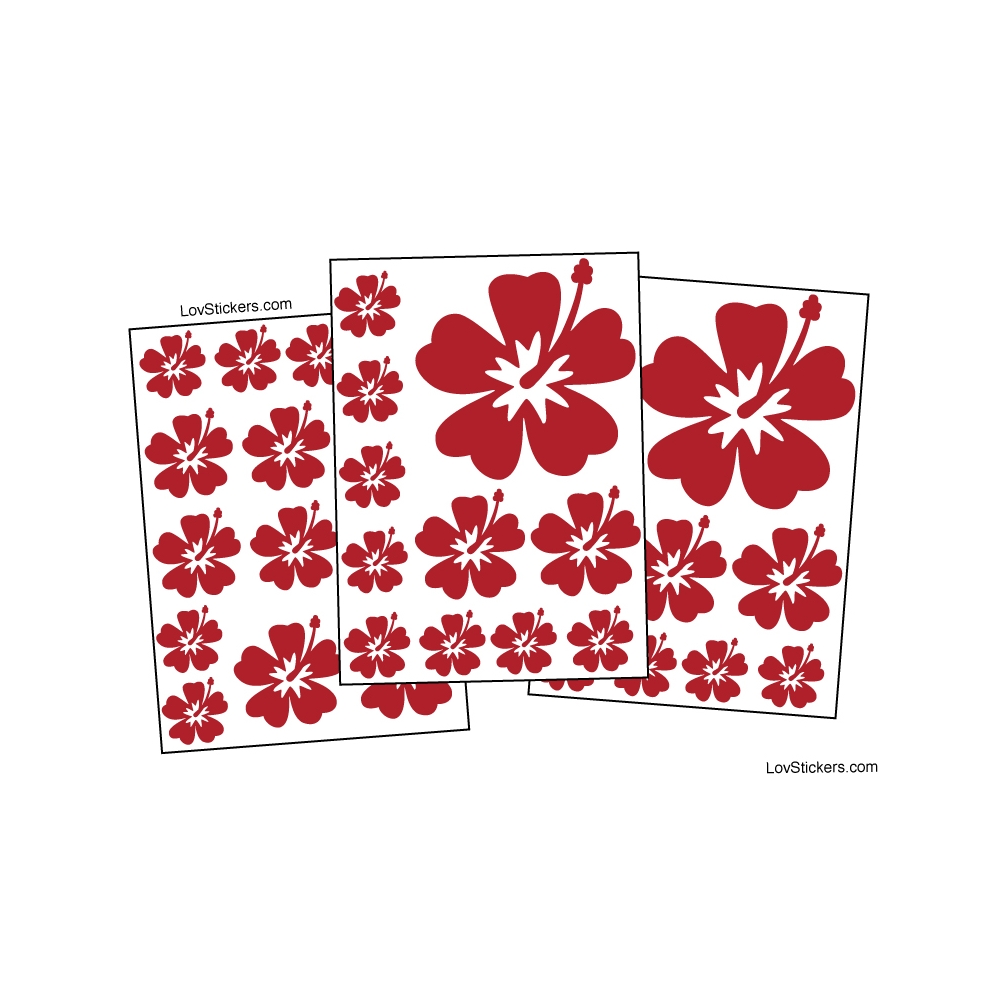 36 Stickers Hibiscus No2 - Deco auto voiture