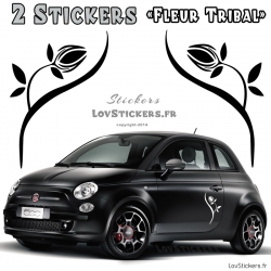 2 Stickers Fleur Tribal 30 cm - Deco auto voiture