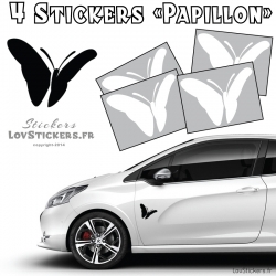 4 Stickers Papillons Mixte - Deco auto voiture papillons