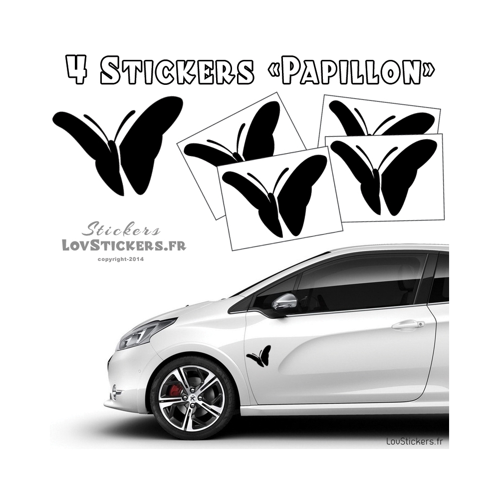 4 Stickers Papillons Mixte - Deco auto voiture papillons