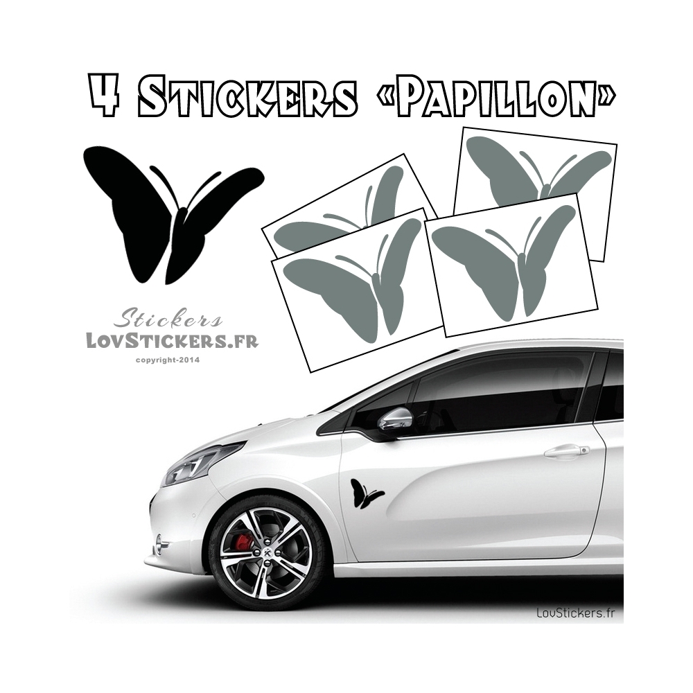 4 Stickers Papillons Mixte - Deco auto voiture papillons