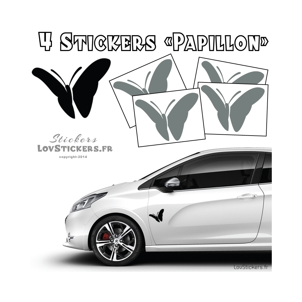 4 Stickers Papillons Mixte - Deco auto voiture papillons 4 Stickers Papillons Mixte - Deco auto voiture papillons