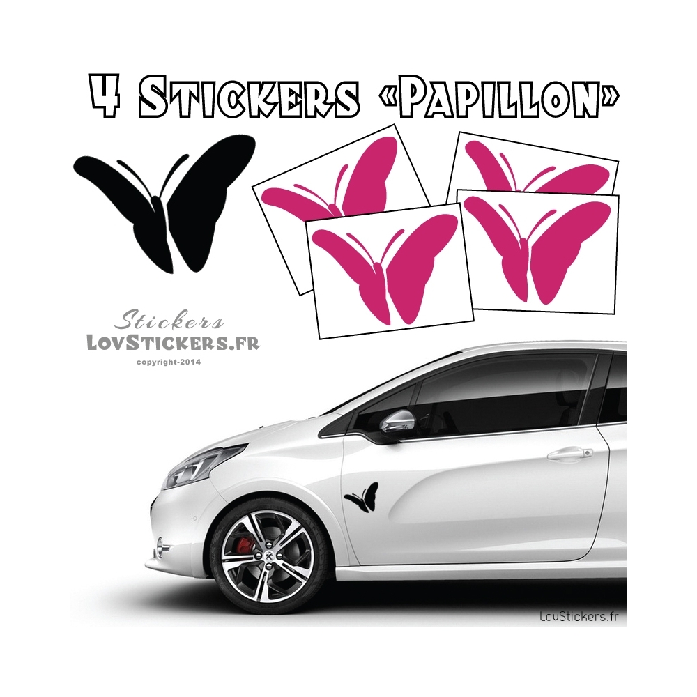 4 Stickers Papillons Mixte - Deco auto voiture papillons 4 Stickers Papillons Mixte - Deco auto voiture papillons