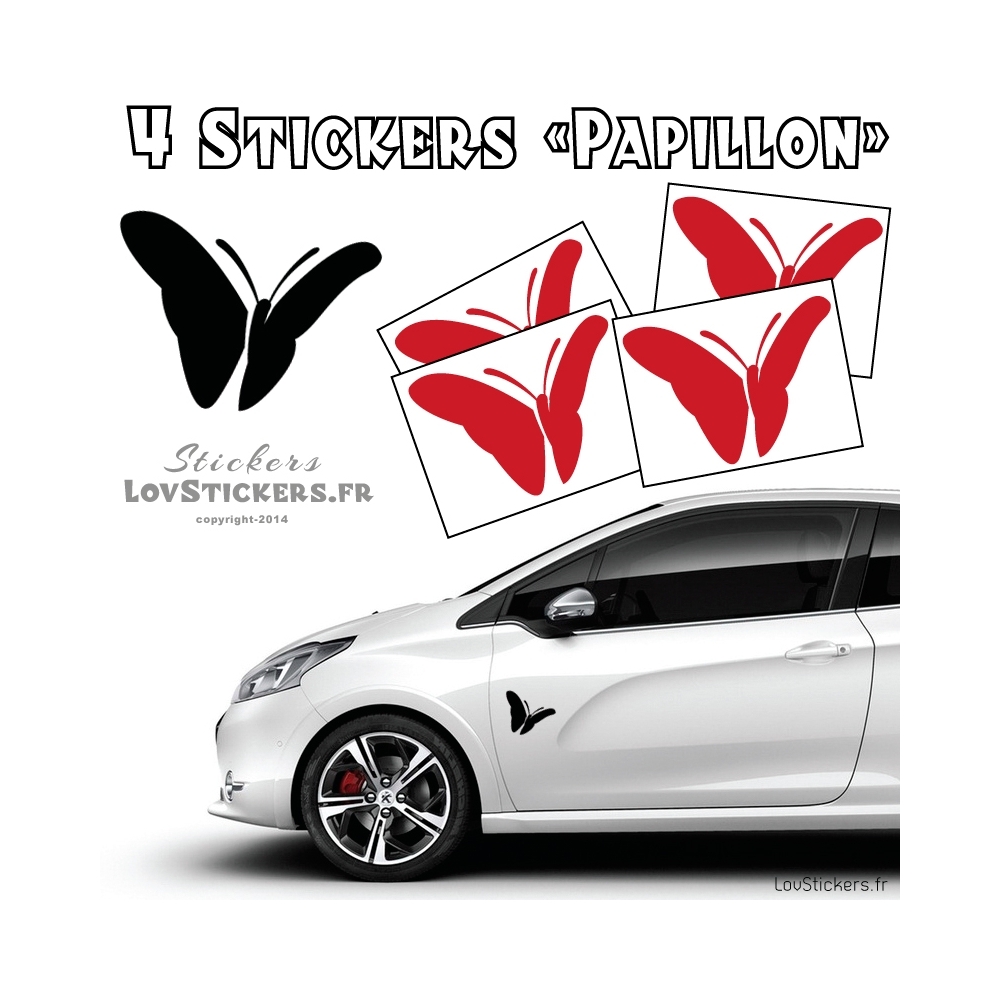 4 Stickers Papillons Mixte - Deco auto voiture papillons