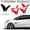 4 Stickers Papillons Mixte - Deco auto voiture papillons