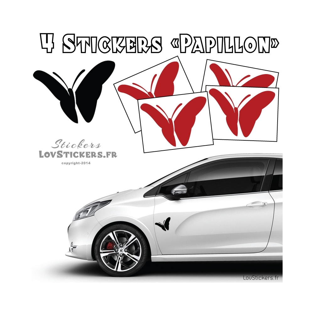 4 Stickers Papillons Mixte - Deco auto voiture papillons 4 Stickers Papillons Mixte - Deco auto voiture papillons