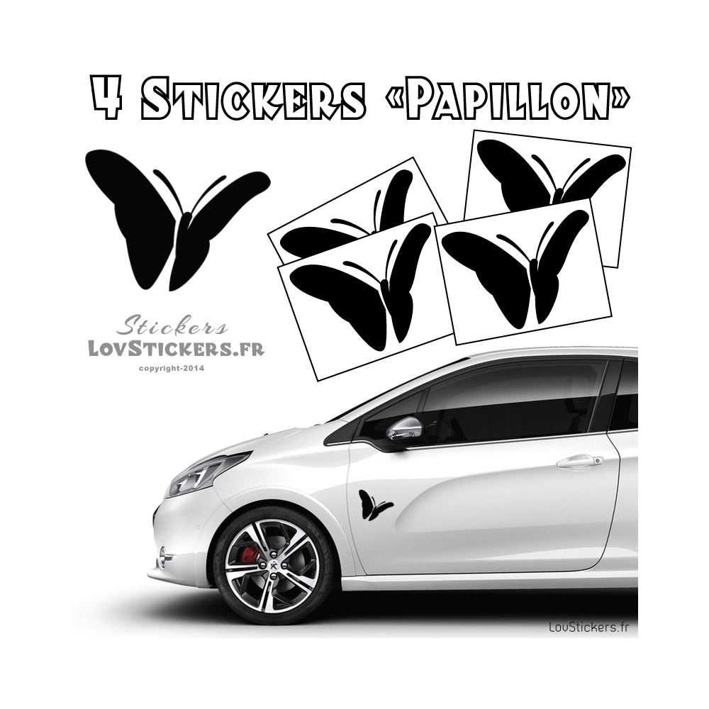 4 Stickers Papillons Mixte - Deco auto voiture papillons