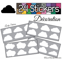 24 Stickers Nuage Mixte - Autocollant Décoration Intérieur